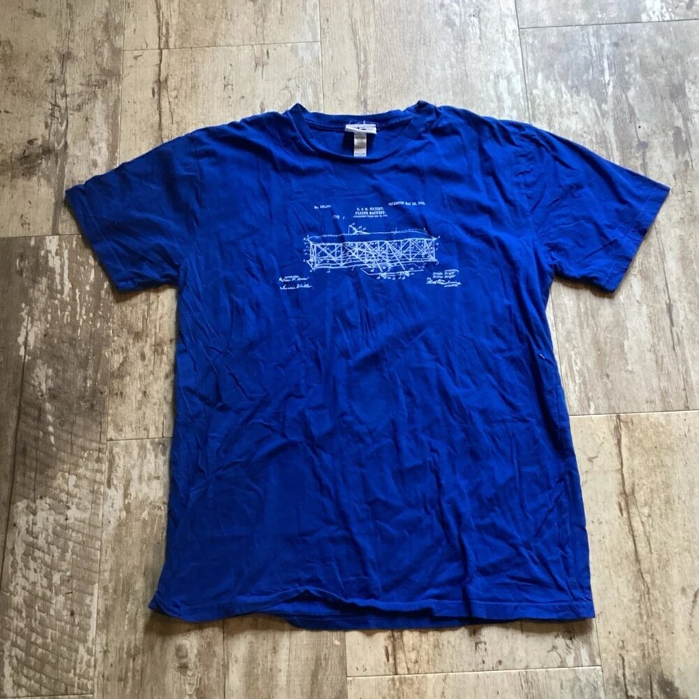 Wright Bros Airplane Patent Blue Shirt National Parks Adult XL